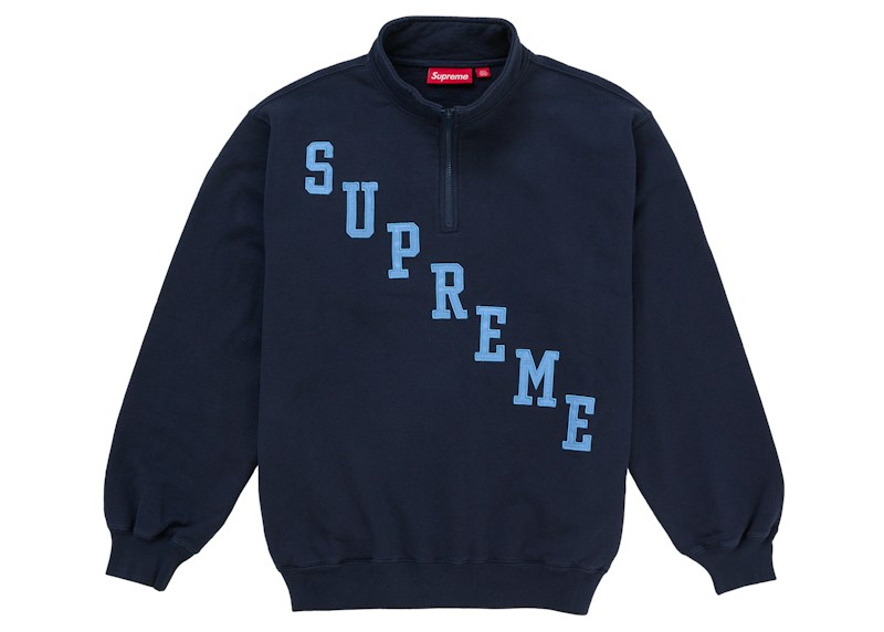 Supreme Slant Applique Half Zip Pullover Navy