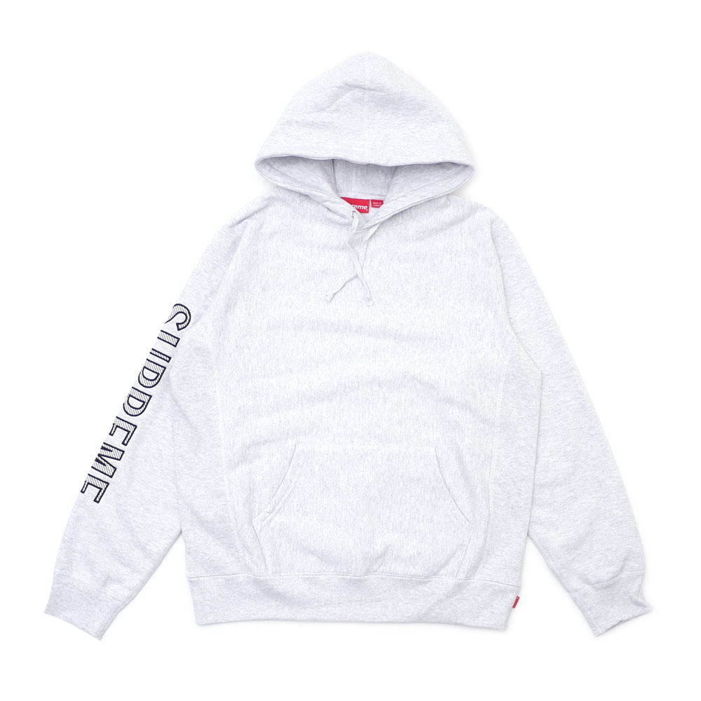 Supreme Sleeve Embroidery Hooded Sweatshirt Ash Grey メンズ - SS18 ...