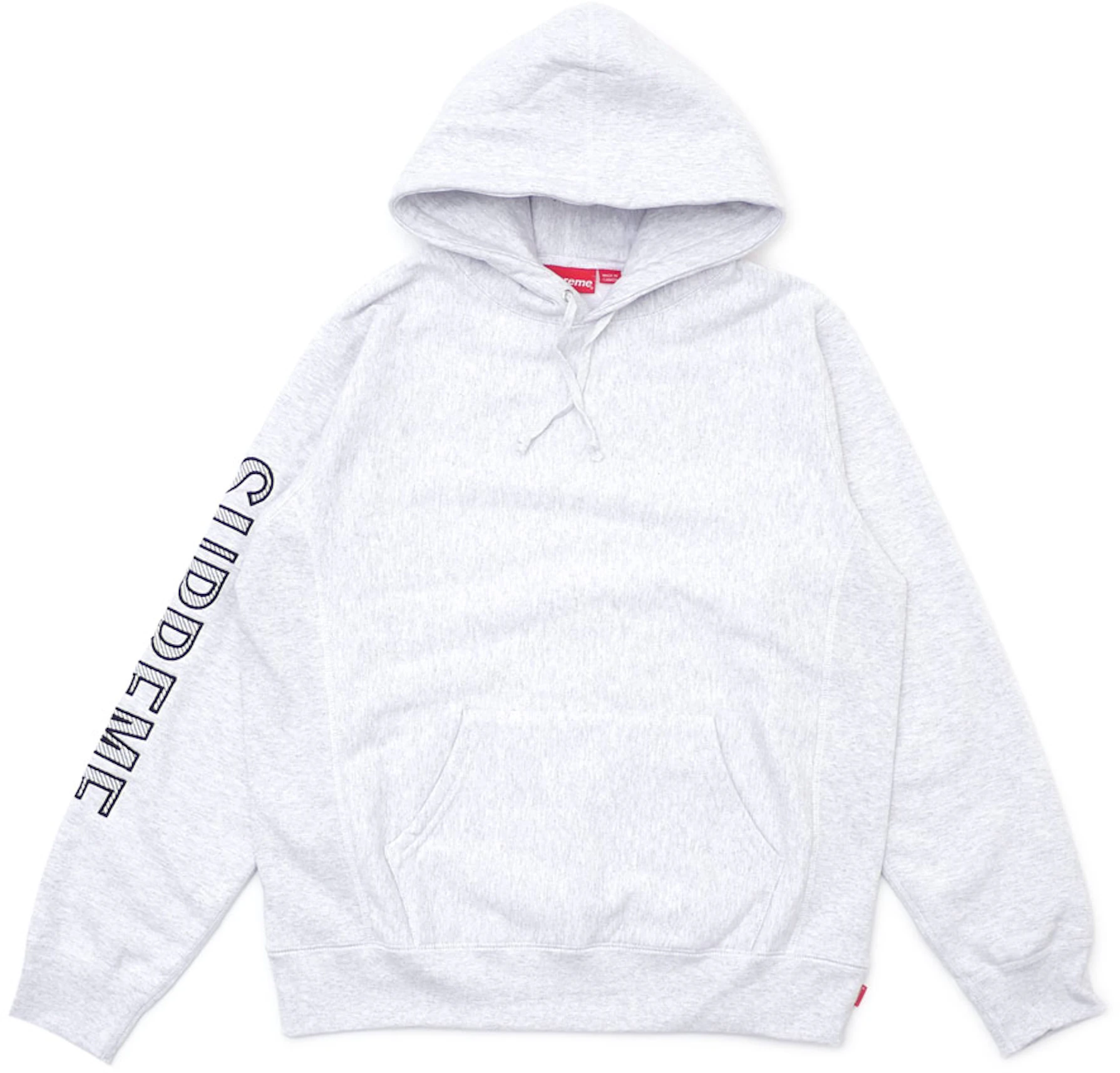 Supreme Sleeve Embroidery Hooded Sweatshirt Ash Grey - SS18 - US