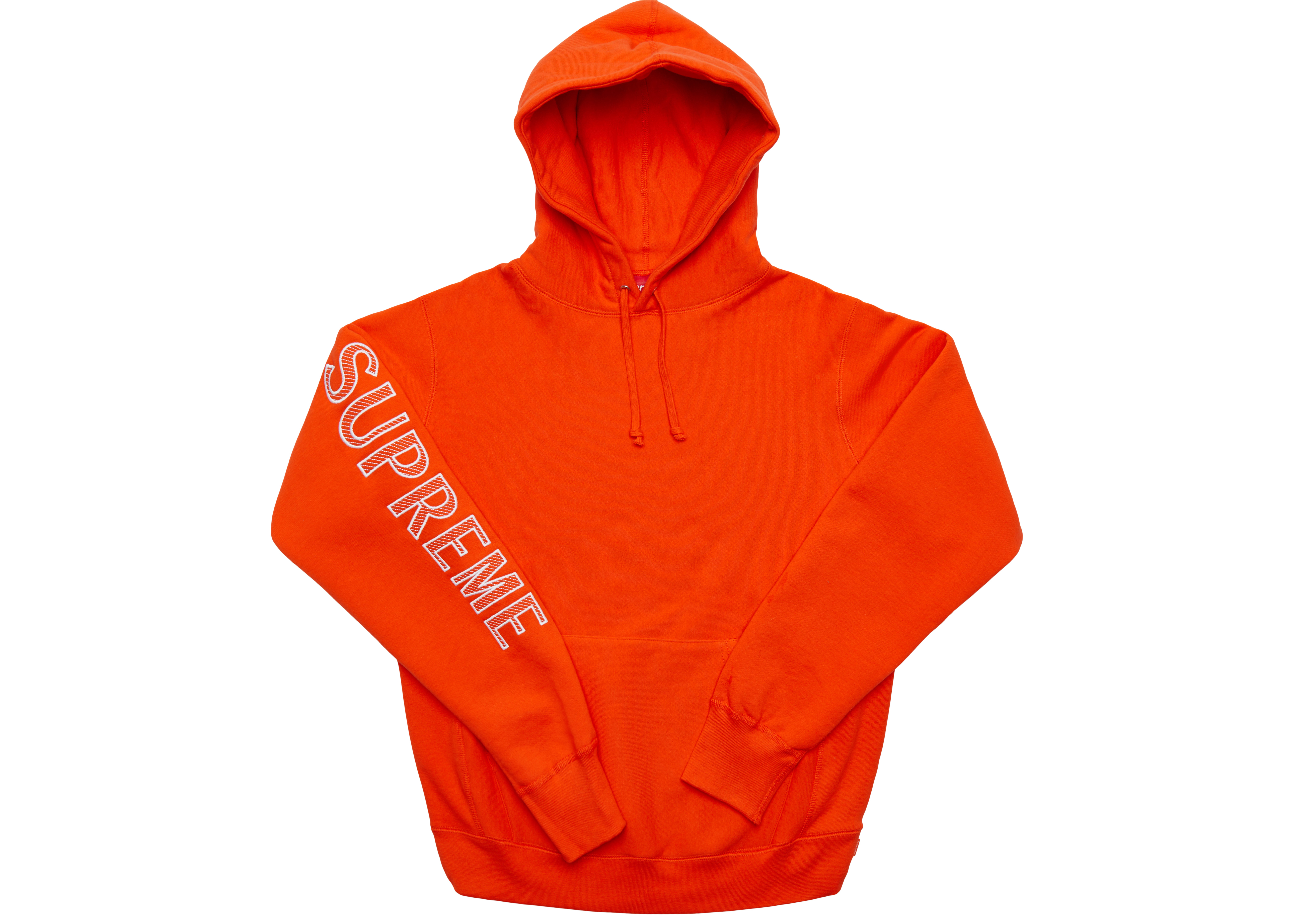 Supreme Sleeve Embroidery Hooded Sweatshirt Dark Orange