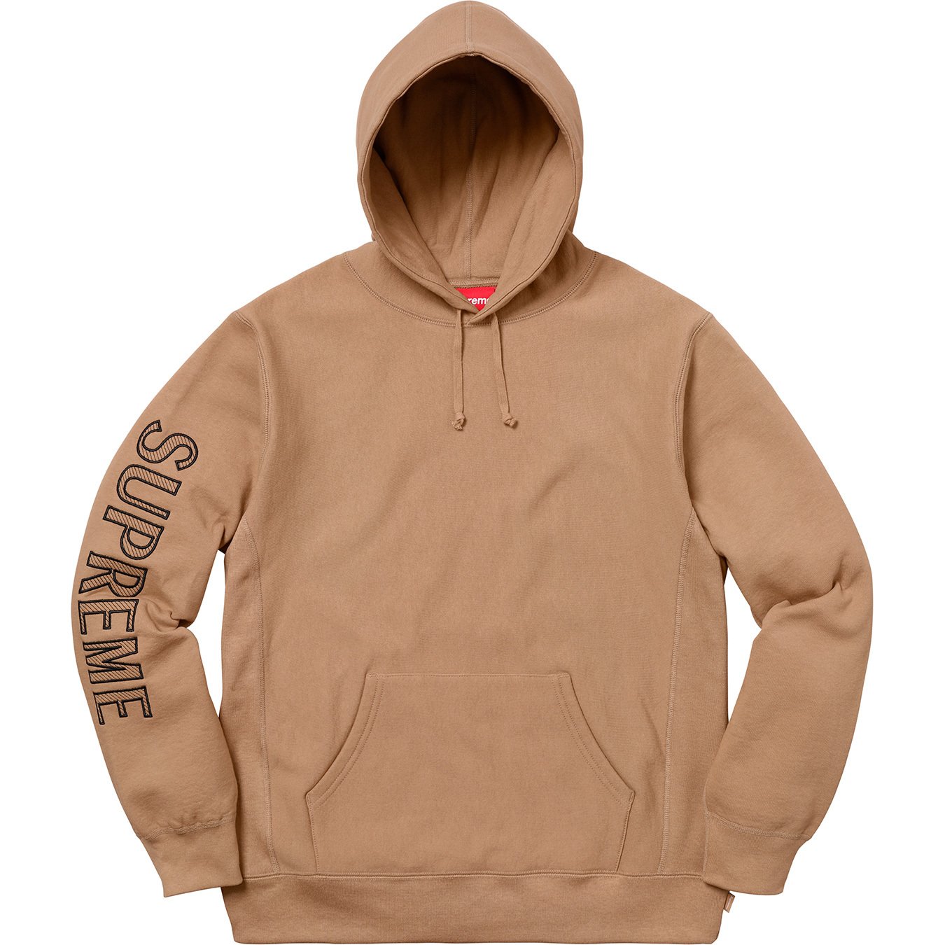 Supreme Sleeve Embroidery Hooded Sweatshirt Light Brown - SS18 - US