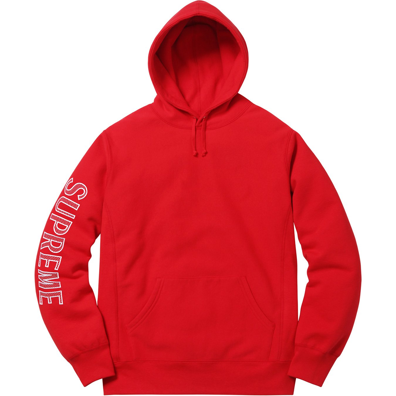 Supreme Sleeve Embroidery Hooded Sweatshirt Red Men's - SS18 - US