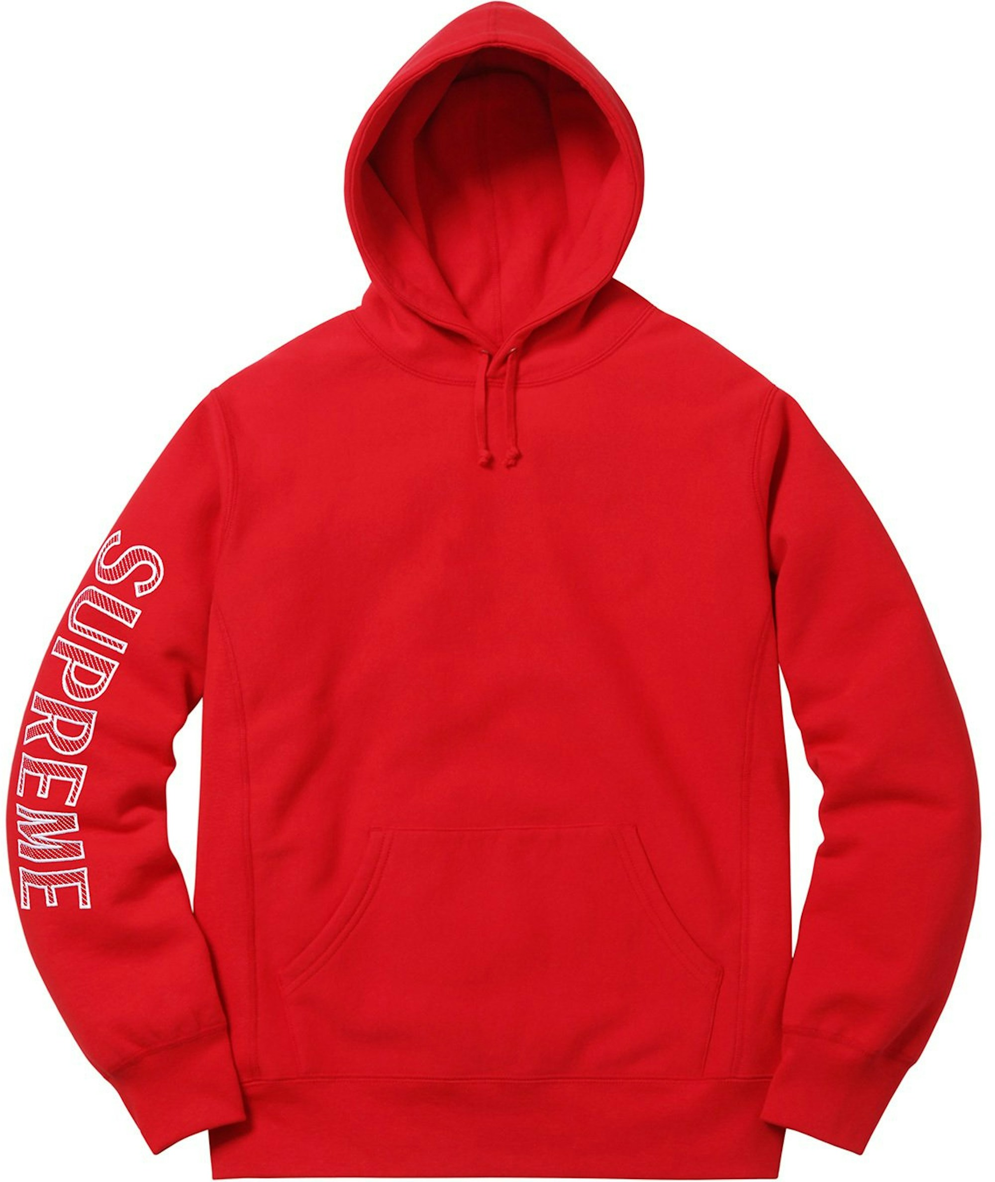 Supreme Sleeve Embroidery Hooded Sweatshirt Red - SS18