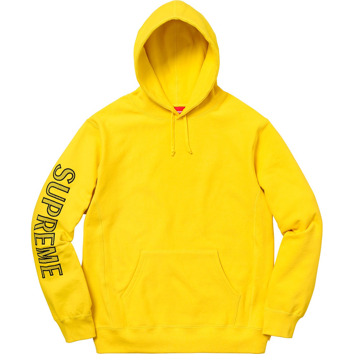 Supreme Sleeve Embroidery Hooded Sweatshirt Yellow - SS18 - US