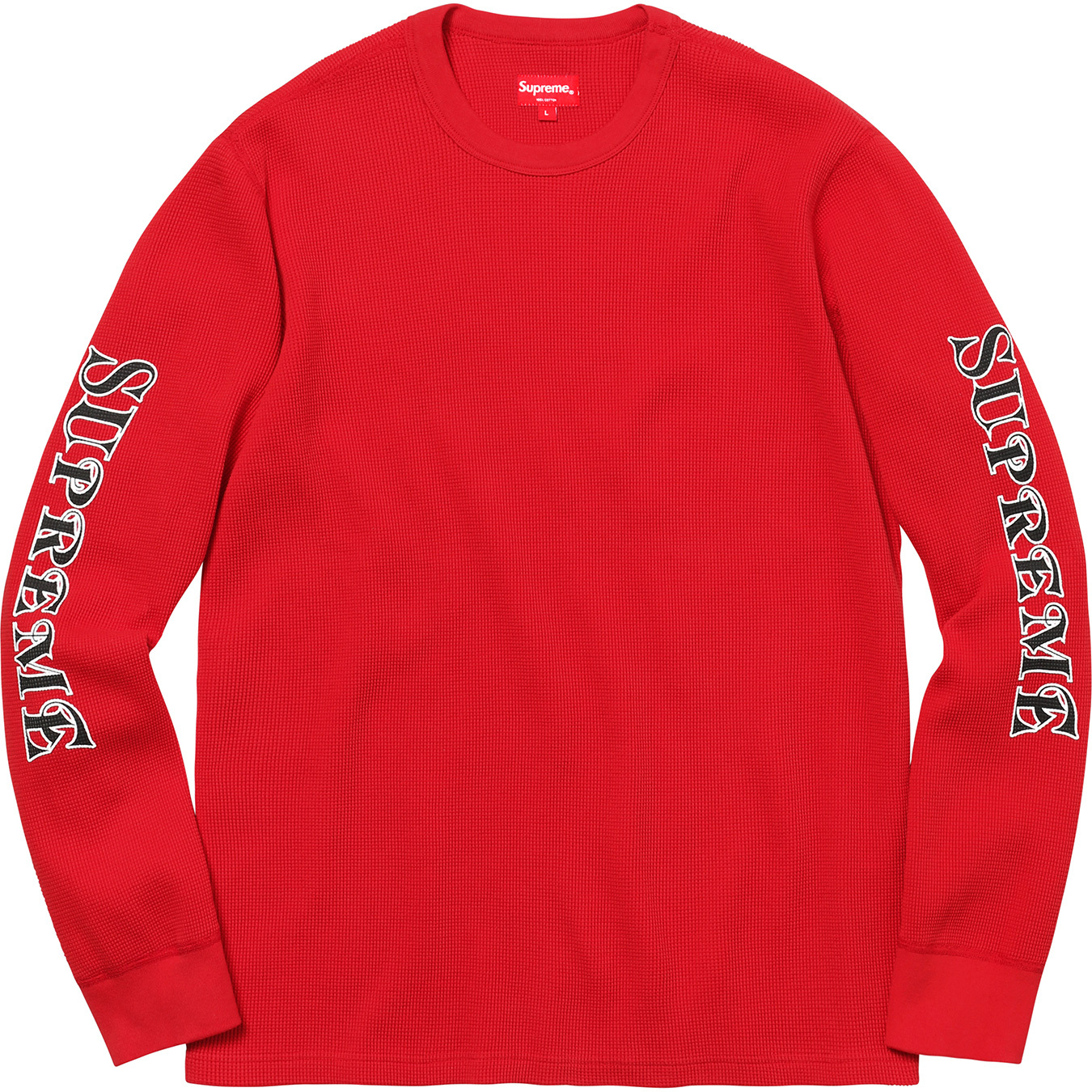 Supreme Sleeve Logo Waffle Thermal Red Men's - FW17 - US