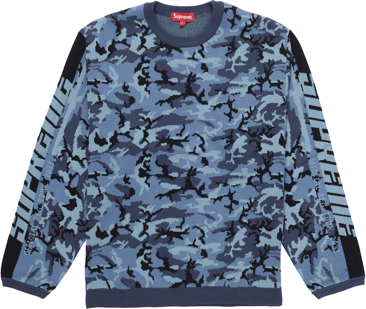 Supreme Sleeve Stripe Sweater Blue Camo Men's - FW21 - US