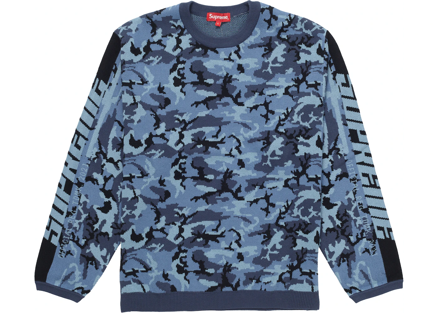 Supreme Sleeve Stripe Sweater Blue Camo Men's - FW21 - US
