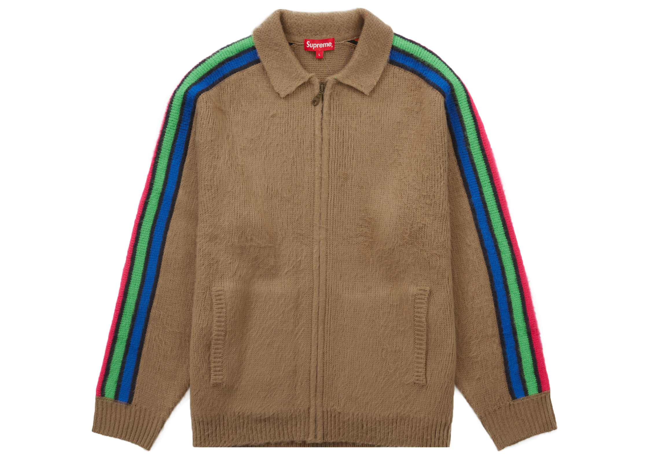Supreme Sleeve Stripe Zip Up Sweater Dusty Brown Men's - SS23 - US