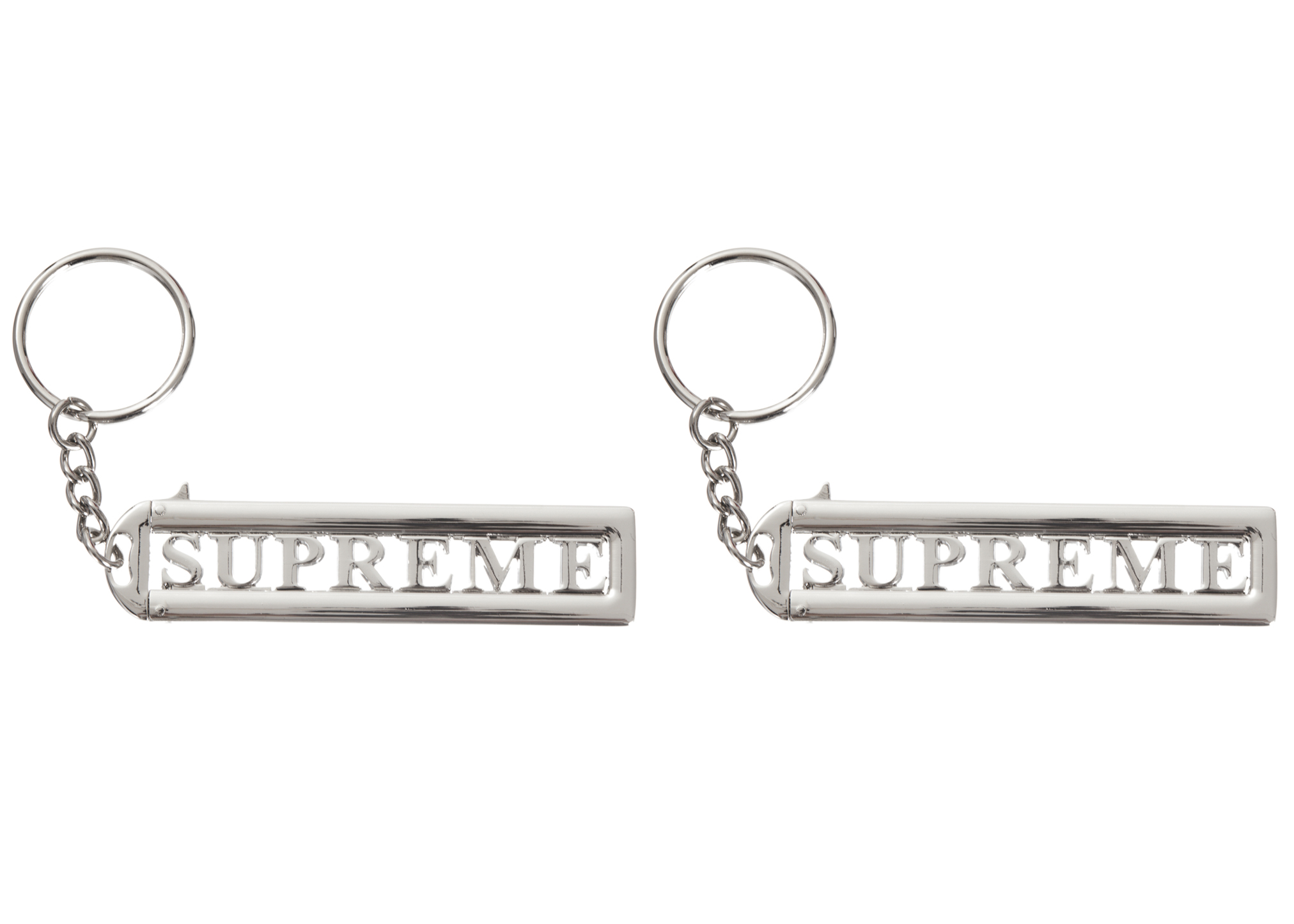 Supreme Slide Keychain (Set of 2) Silver - FW22 - US