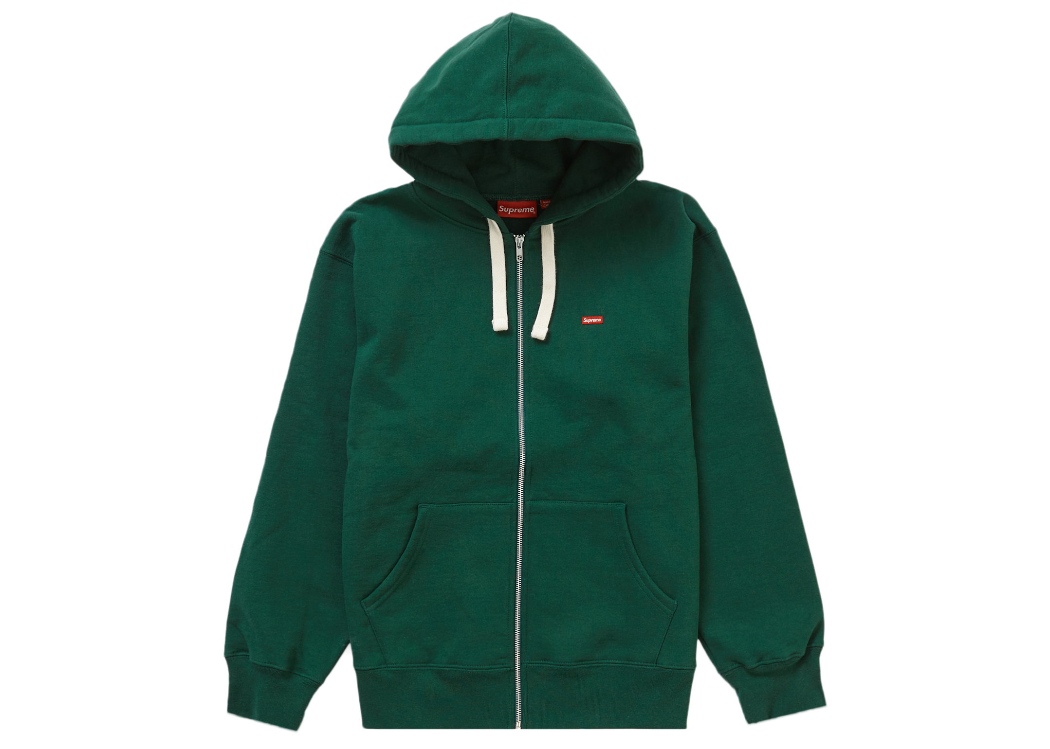 Supreme Small Box Drawcord Zip Up Hooded Sweatshirt Dark Green
