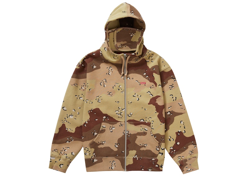 Supreme Small Box Facemask Zip Up Hooded Sweatshirt Chocolate Chip Camo