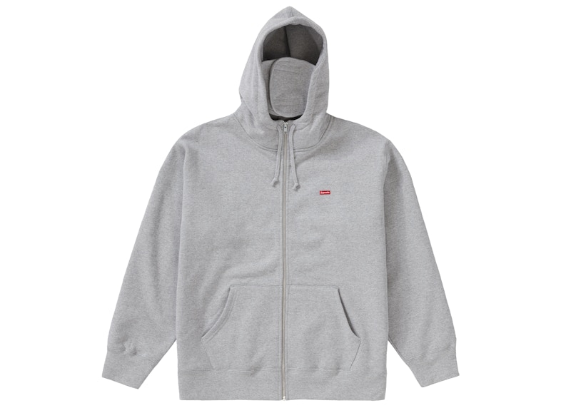 Supreme Small Box Facemask Zip Up Hooded Sweatshirt Heather