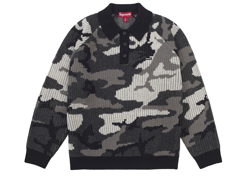 トップス Supreme Small Box Polo Sweater Blue Camo Supreme small box polo sweater blue camo