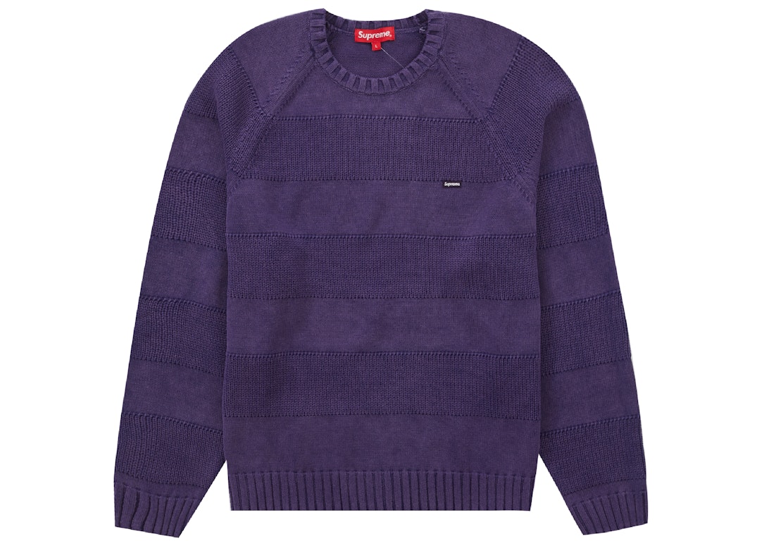 Pre-owned Supreme Small Box Stripe Sweater Purple