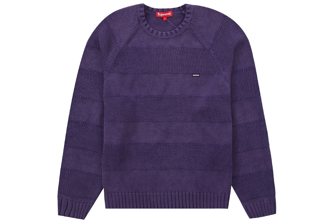 Pre-owned Supreme Small Box Stripe Sweater Purple