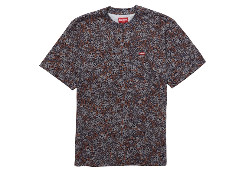 Supreme Small Box Tee (FW21) Navy Floral Cards Men's - FW21 - US