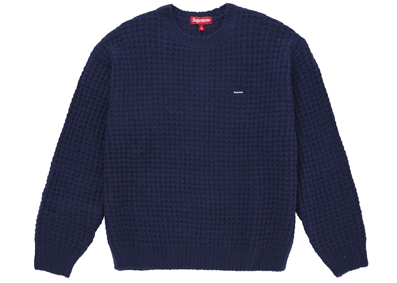 Supreme Small Box Waffle Sweater Navy Men's - FW25 - US