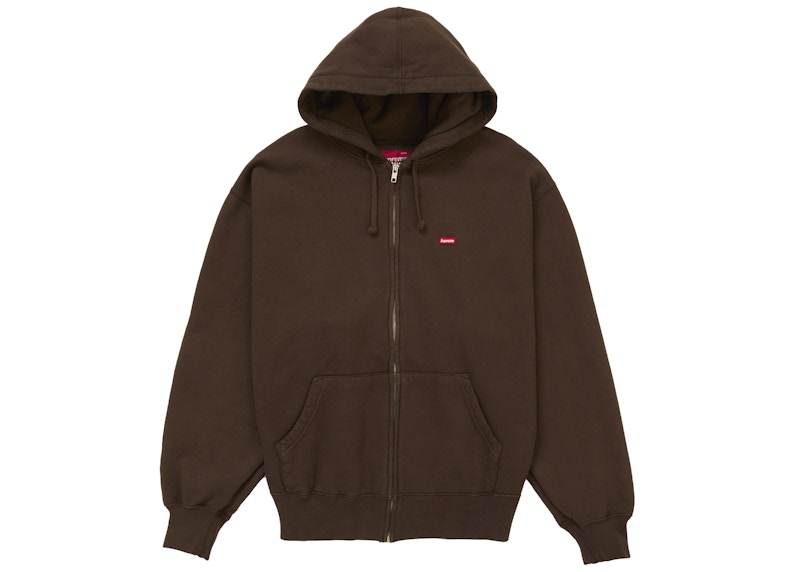 Supreme Small Box Zip Up Hooded Sweatshirt (FW25) Brown Men's
