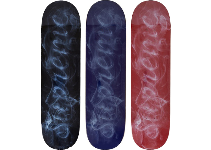 Supreme Smoke Skateboard Deck Black/Navy/Red Set