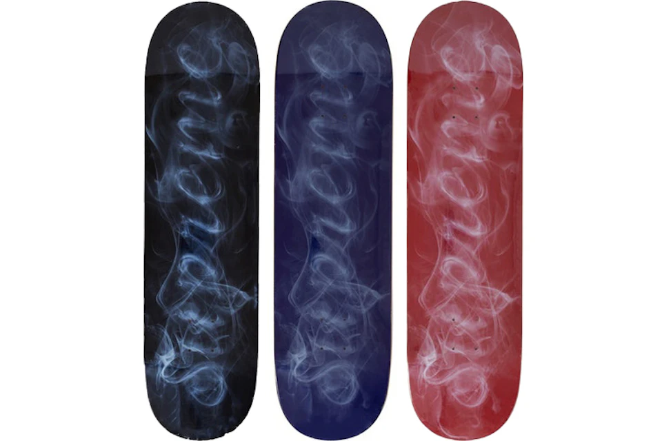 Supreme Smoke Skateboard Deck Black/Navy/Red Set