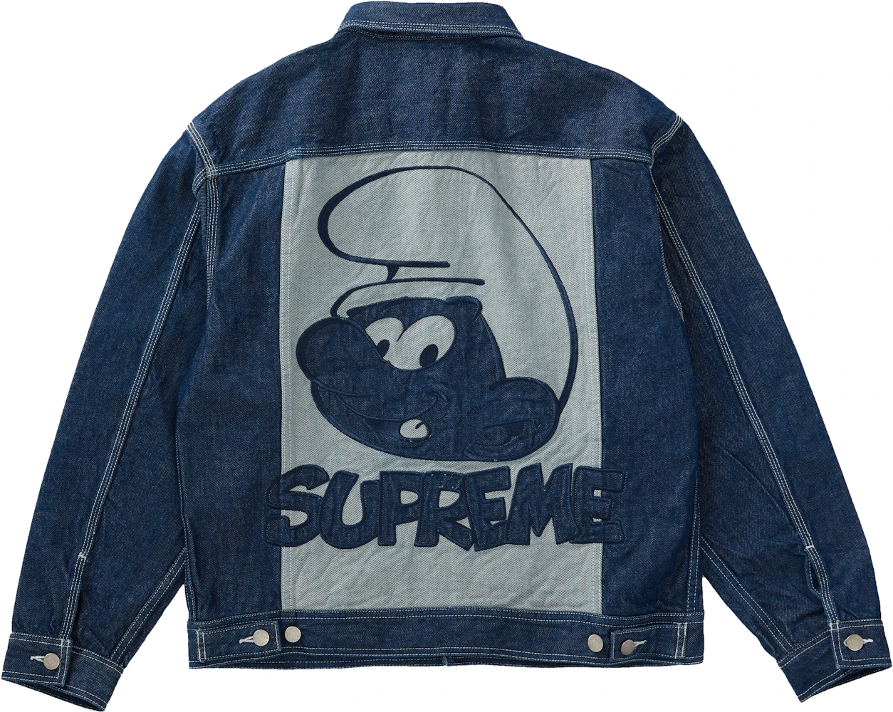 Supreme Frayed Logos Denim Trucker Jacket Blue