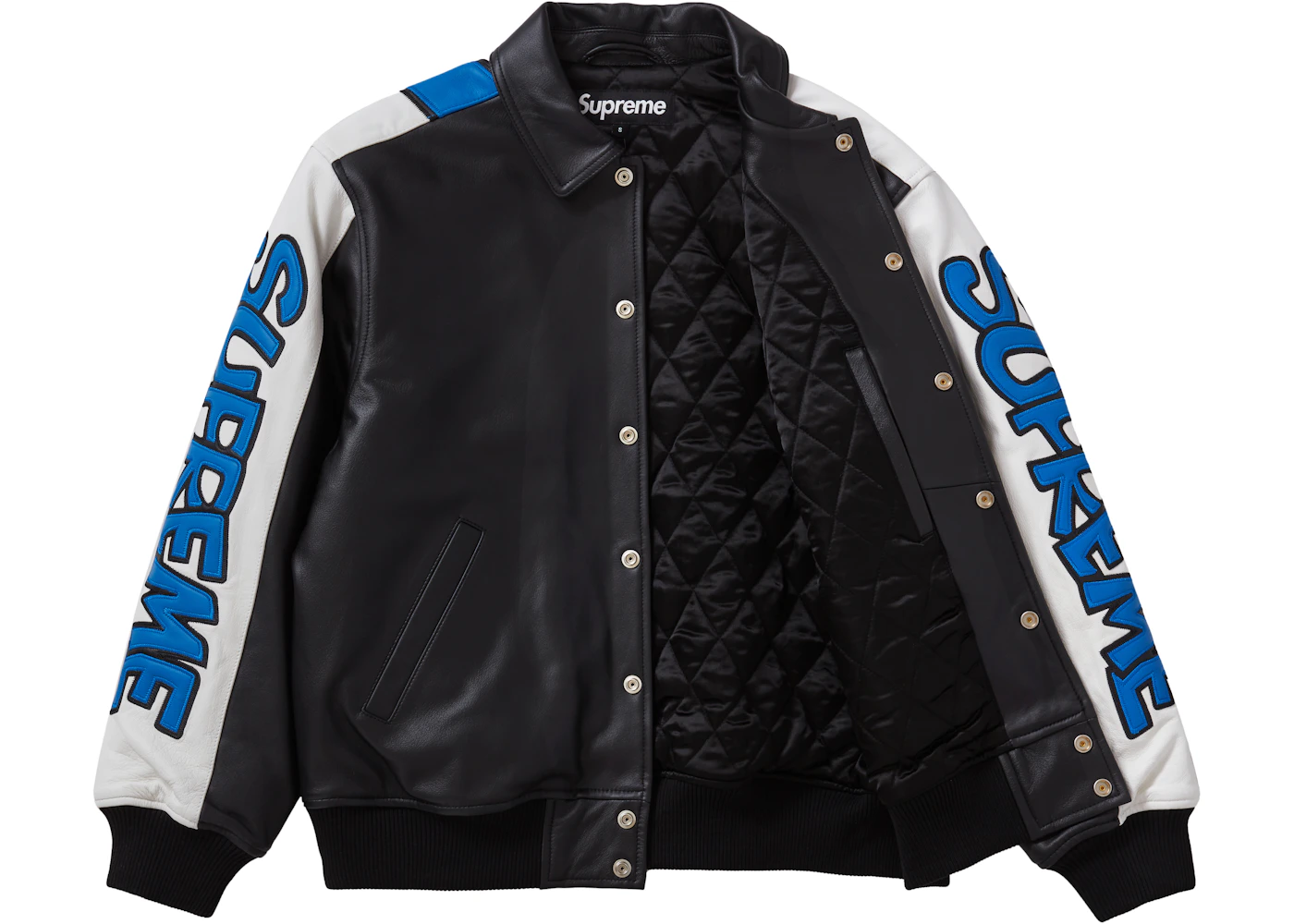 Supreme Smurfs Leather Varsity Jacket Black Men's - FW20 - US