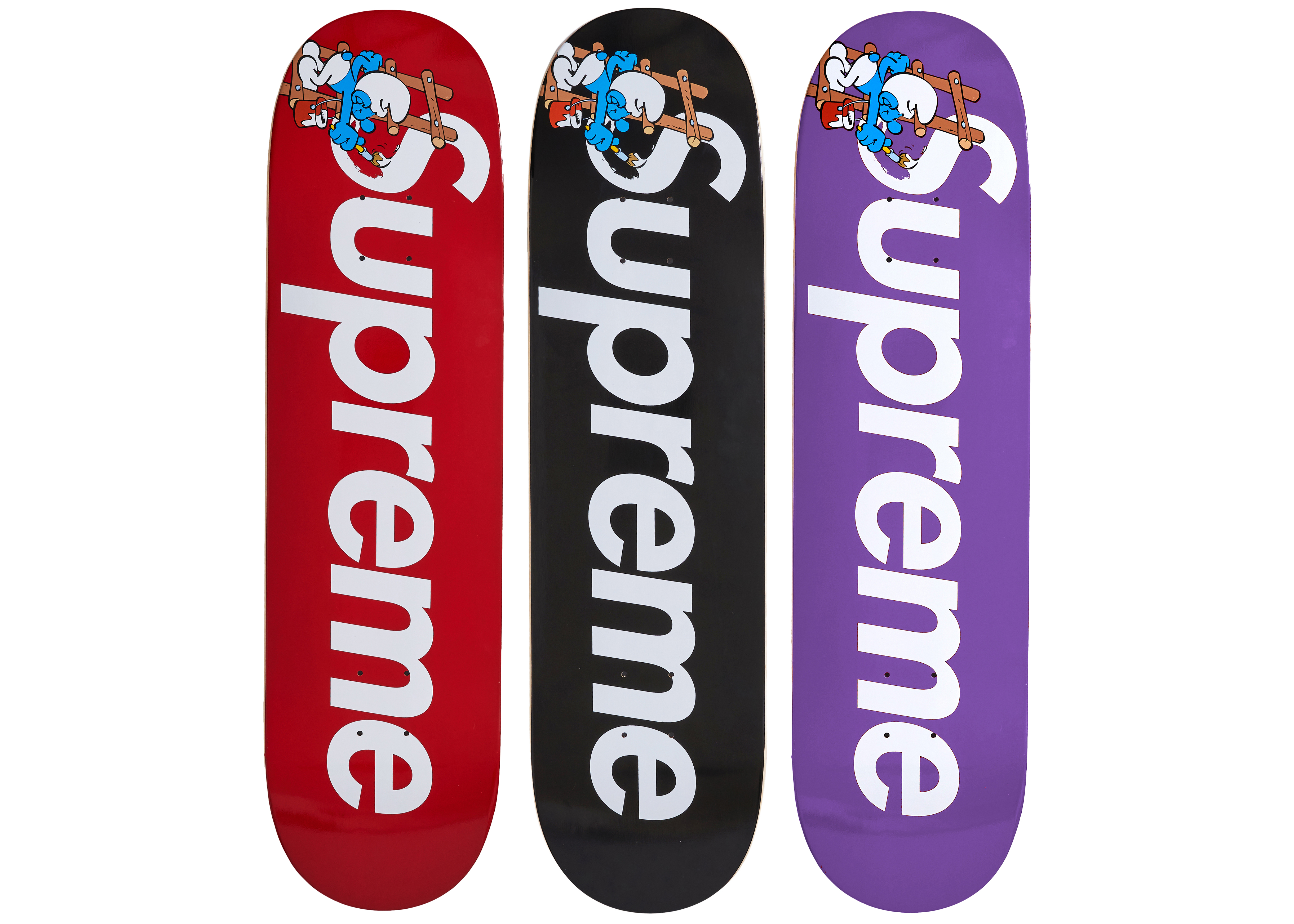 Supreme Smurfs Skateboard Red/Purple/Black Set