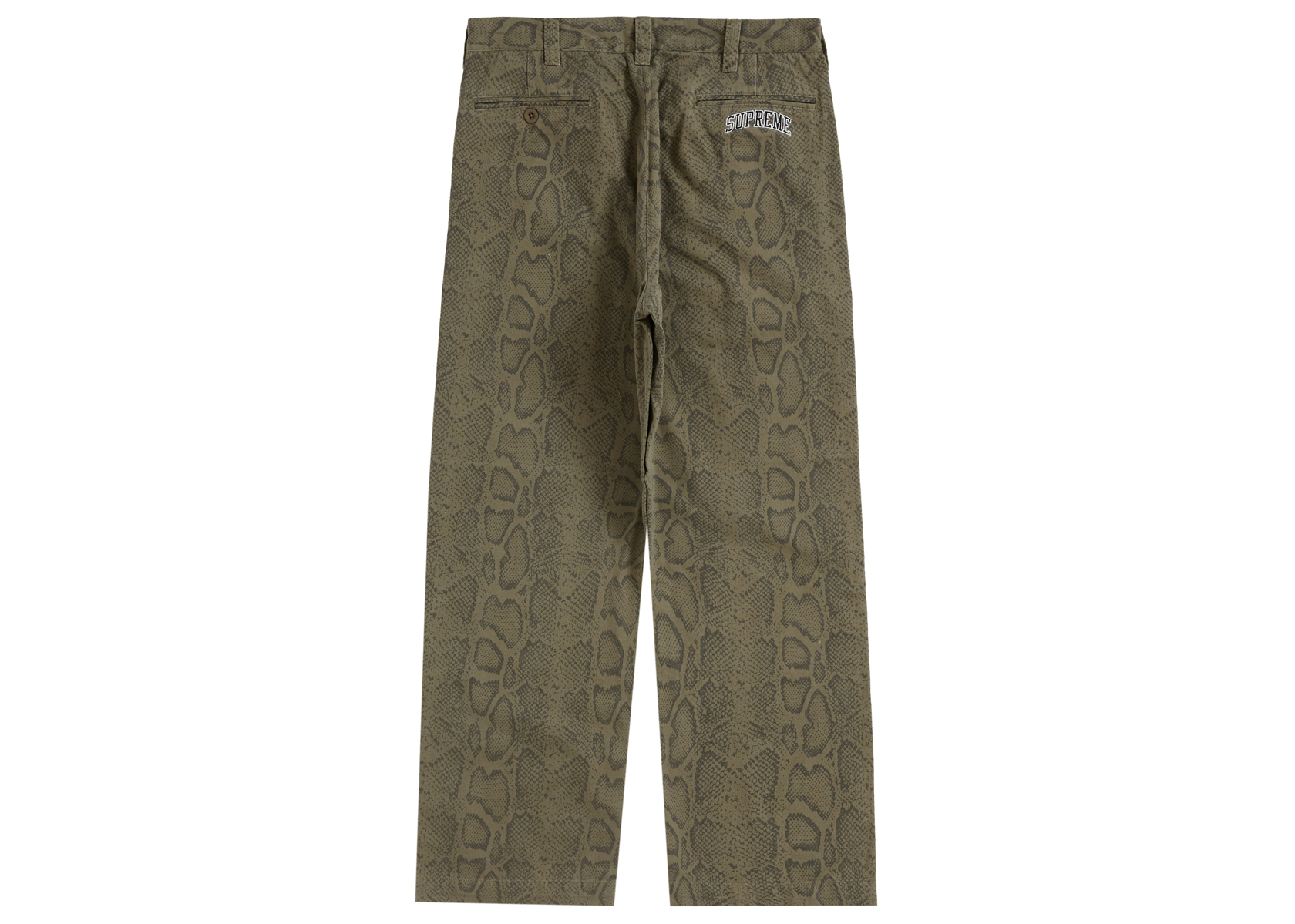 Supreme Snake Print Chino Pant Olive Men's - SS24 - US