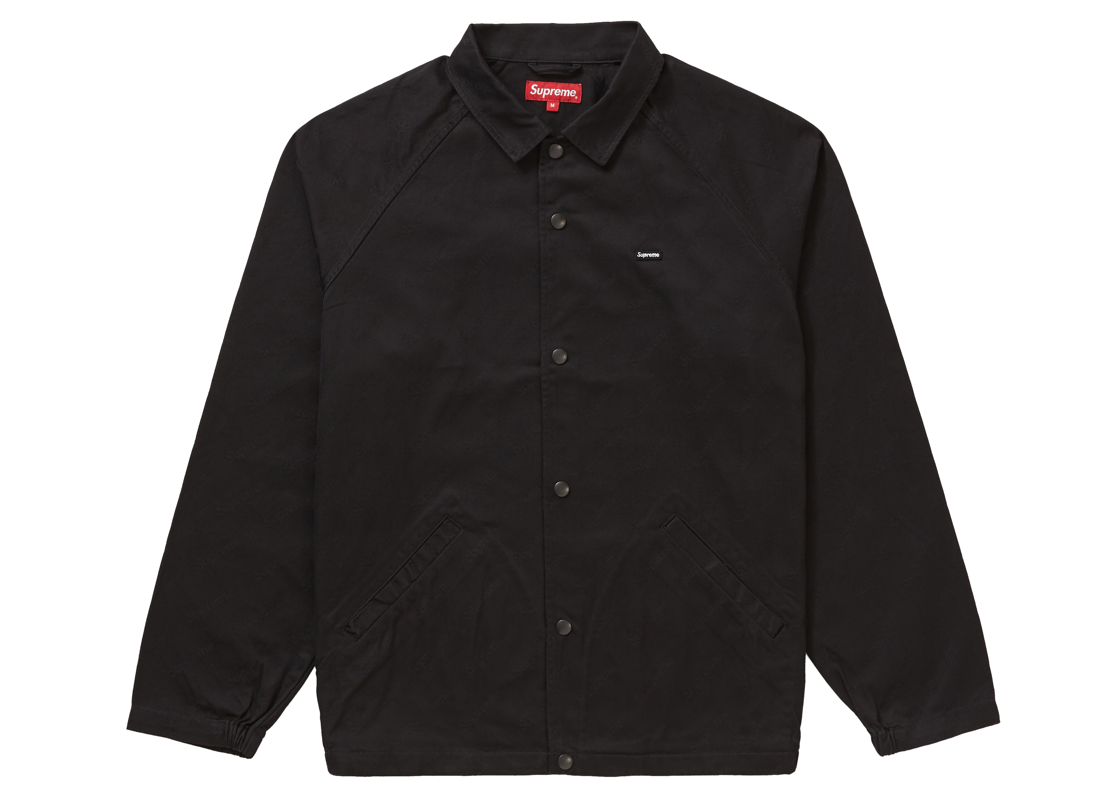 Supreme Snap Front Jacquard Logos Twill Jacket Black メンズ - FW19