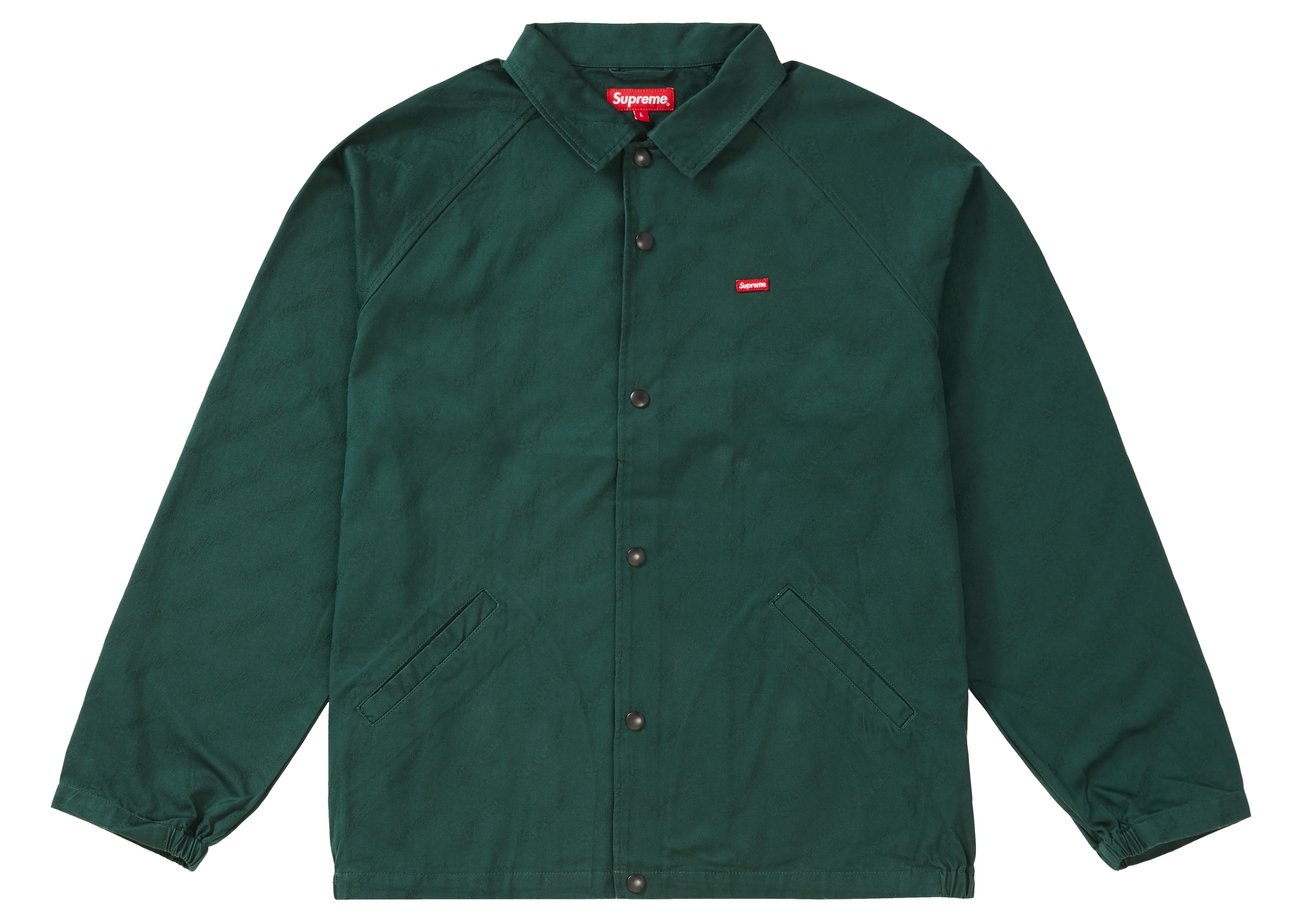 Supreme Snap Front Jacquard Logos Twill Jacket Forest Green Men's