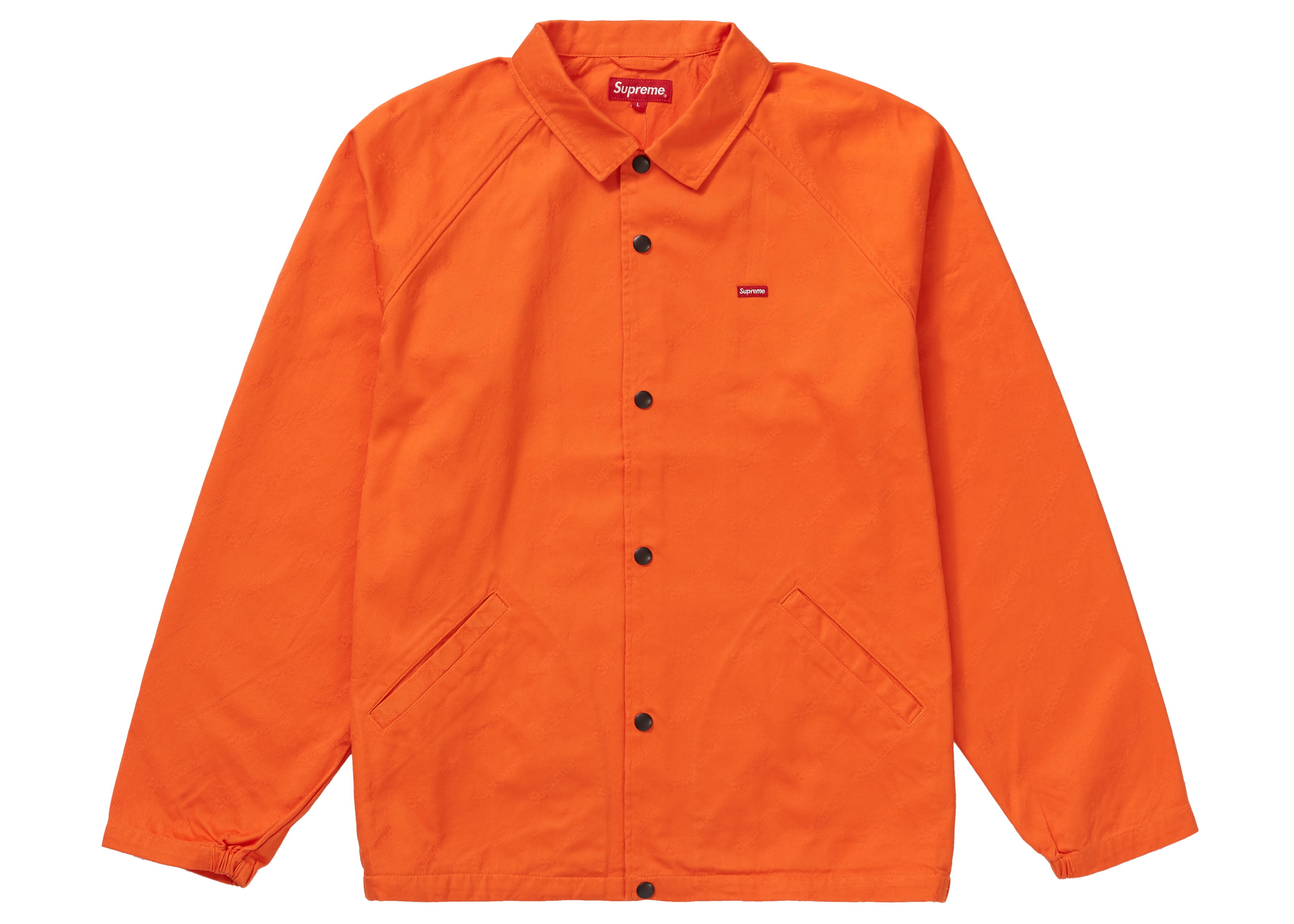 Supreme Snap Front Jacquard Logos Twill Jacket Orange Men's - FW19