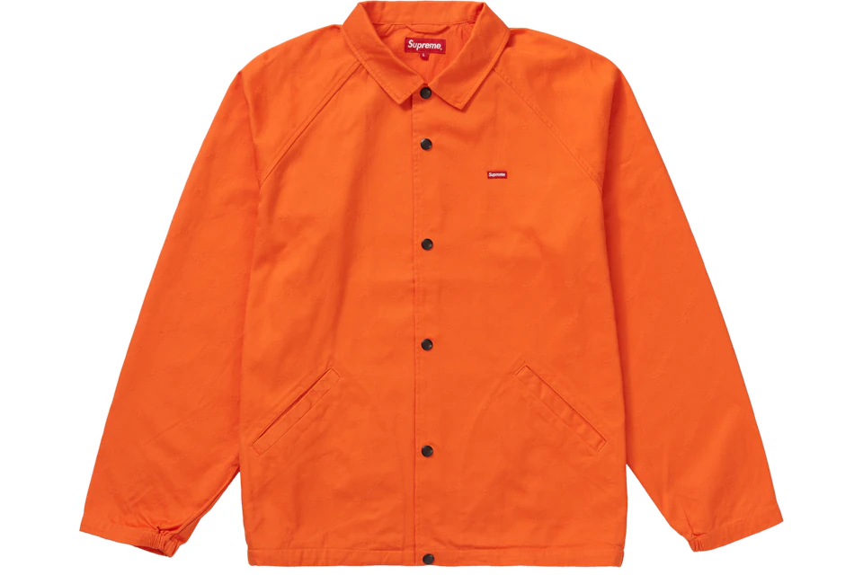 Supreme Snap Front Jacquard Logos Twill Jacket Orange