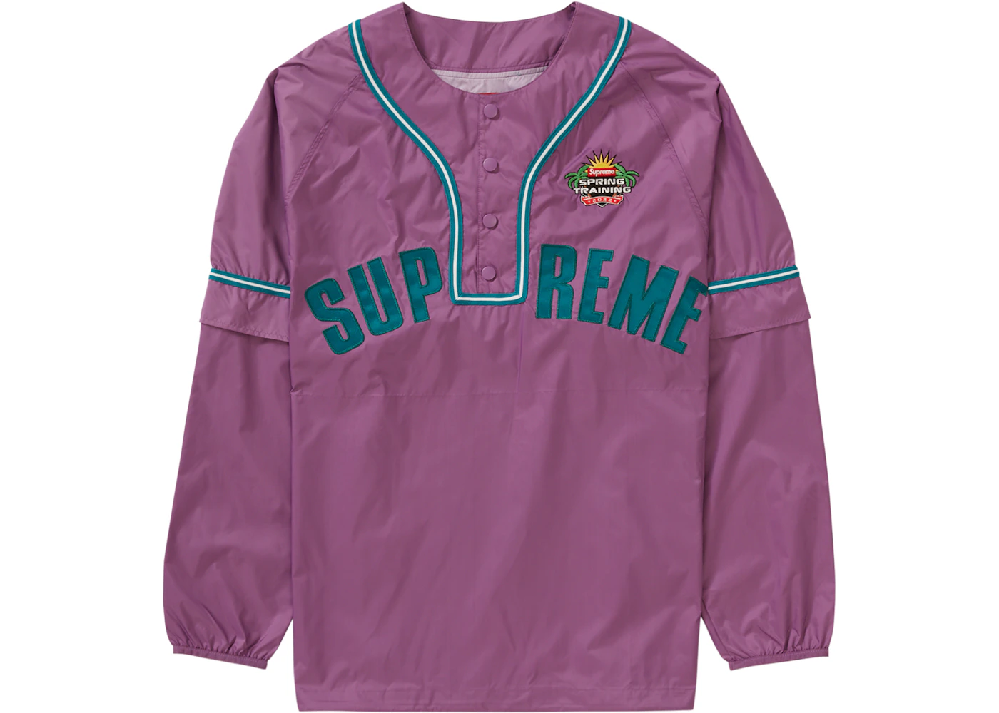 Supreme Snap-Off Sleeve L/S Baseball Top Purple Men's - SS22 - US