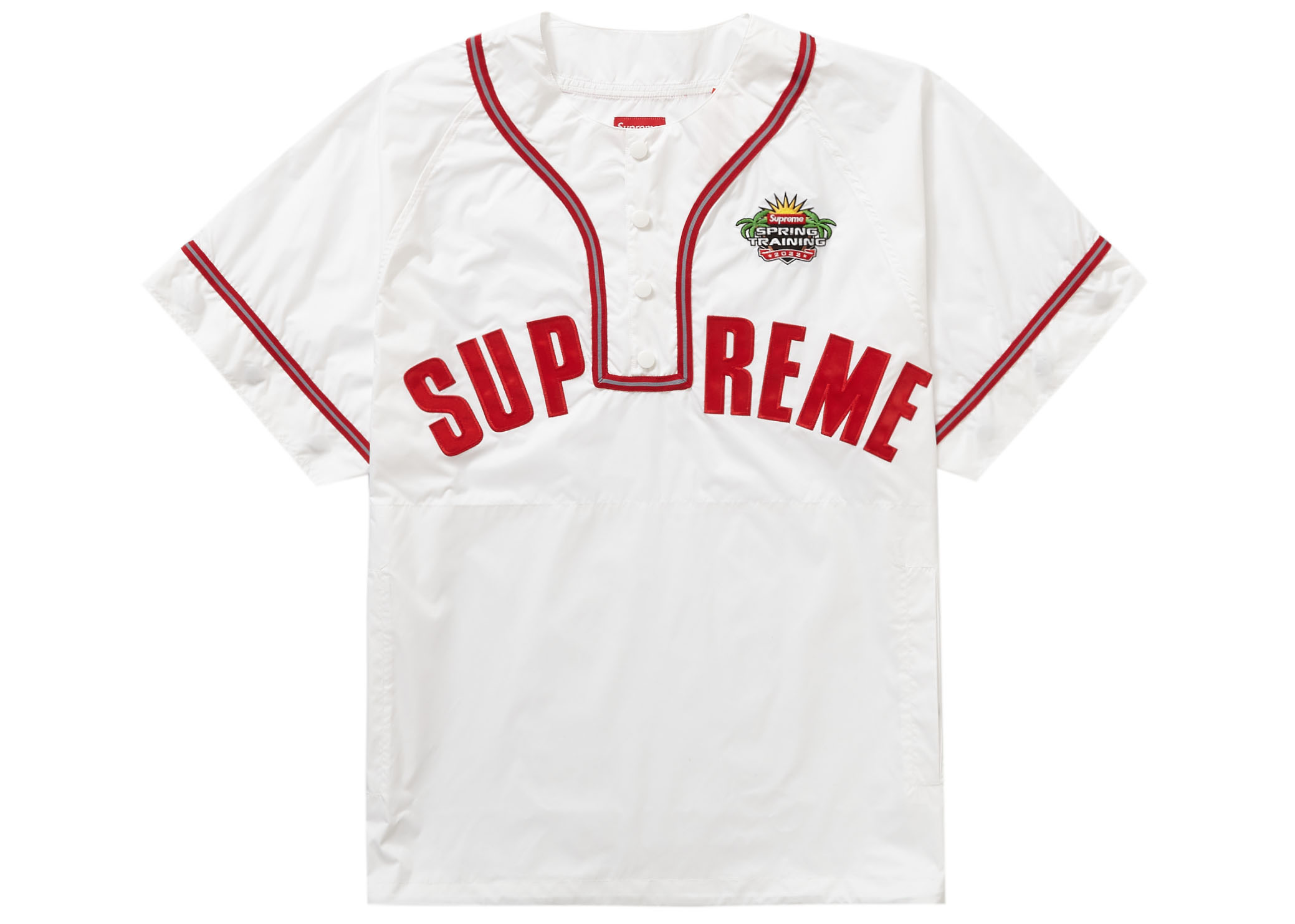 Supreme Snap-Off Sleeve L/S Baseball Top White