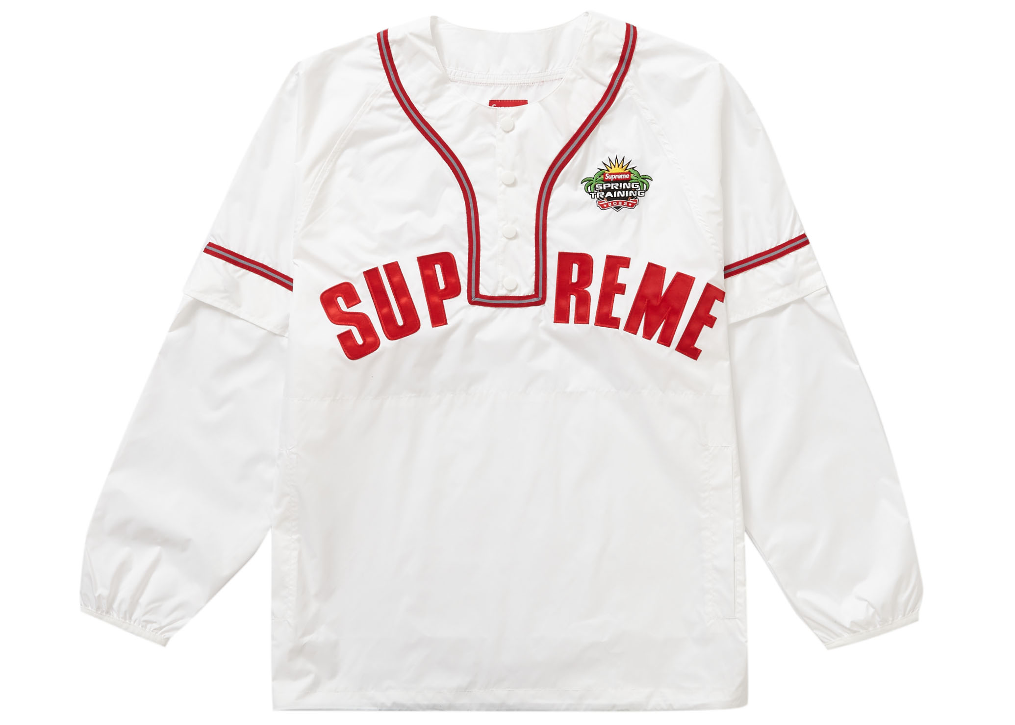 Supreme Snap-Off Sleeve L/S Baseball Top White Men's - SS22 - US