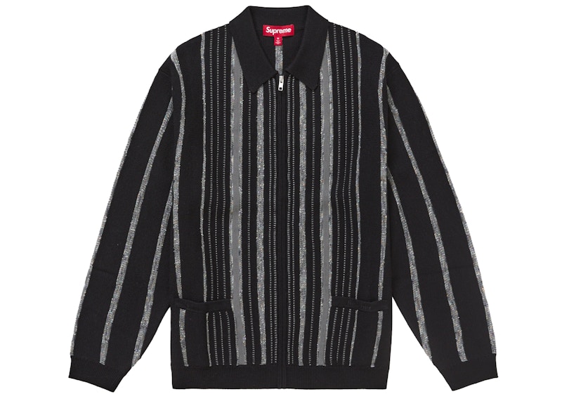 Supreme Speckle Stripe Zip Up Cardigan Black Men's - FW24 - US