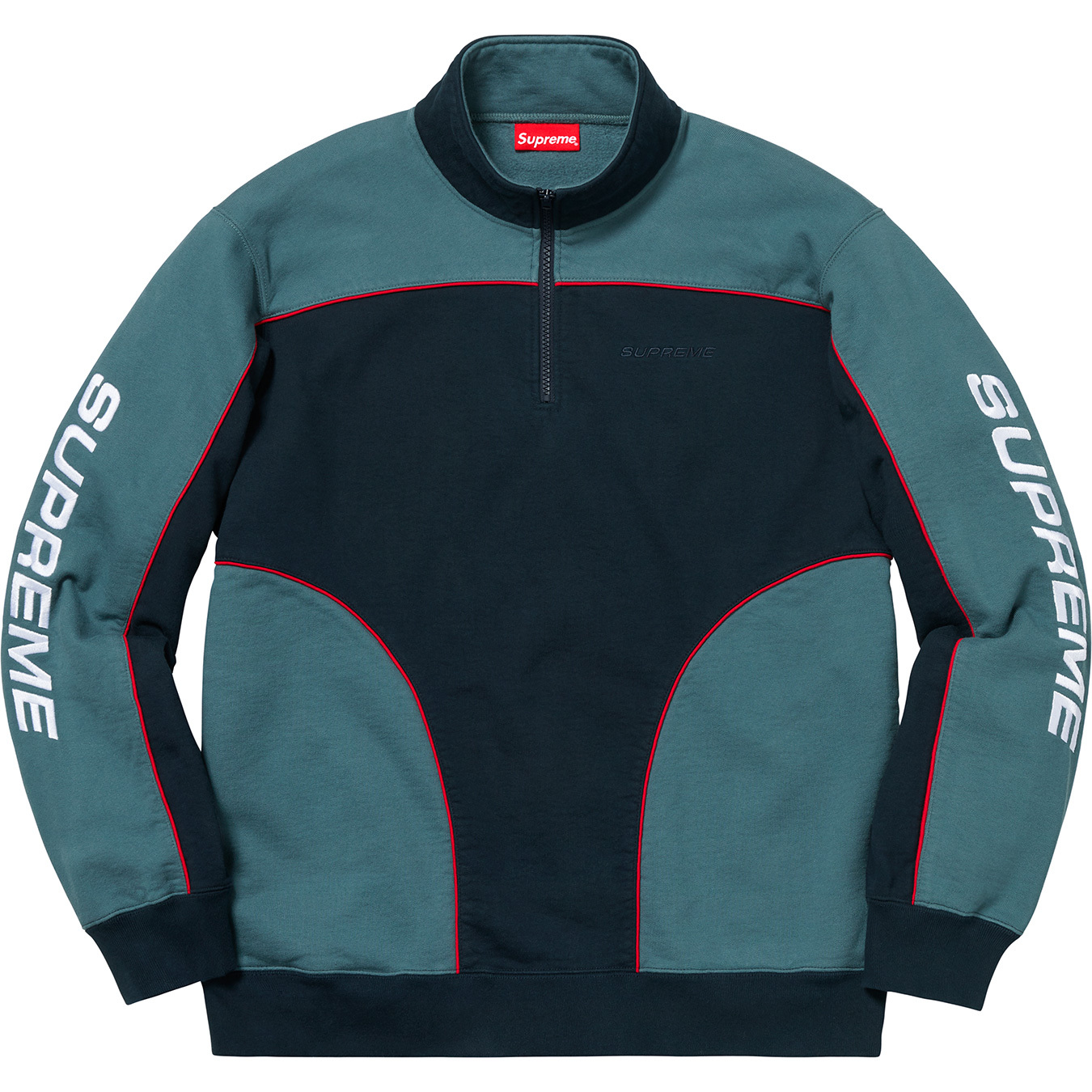 Supreme Speedway Half Zip Sweatshirt Navy/Dark Teal Men's - FW18 - GB
