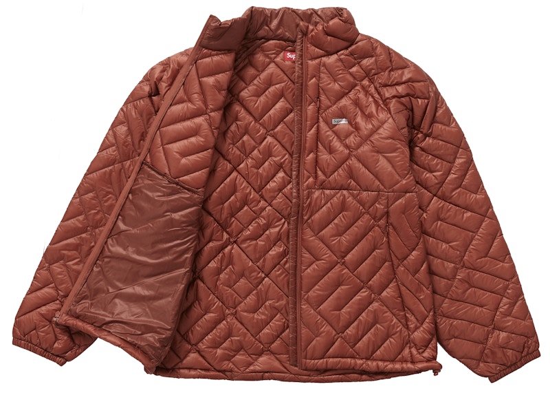 Supreme Spellout Quilted Lightweight Down Jacket Rust Men's SS22 US