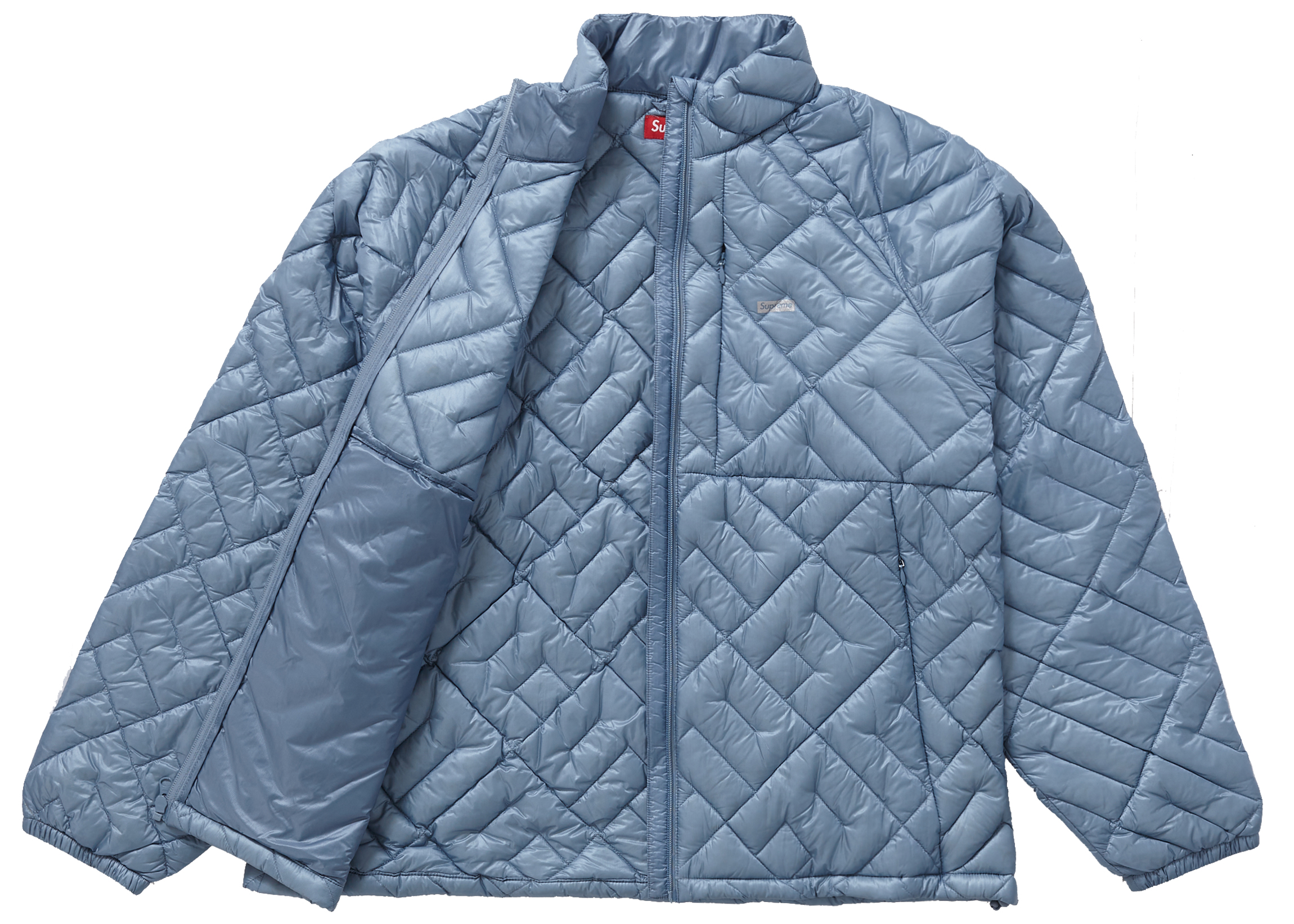 Supreme Spellout Quilted Lightweight Down Jacket Slate Men's ...