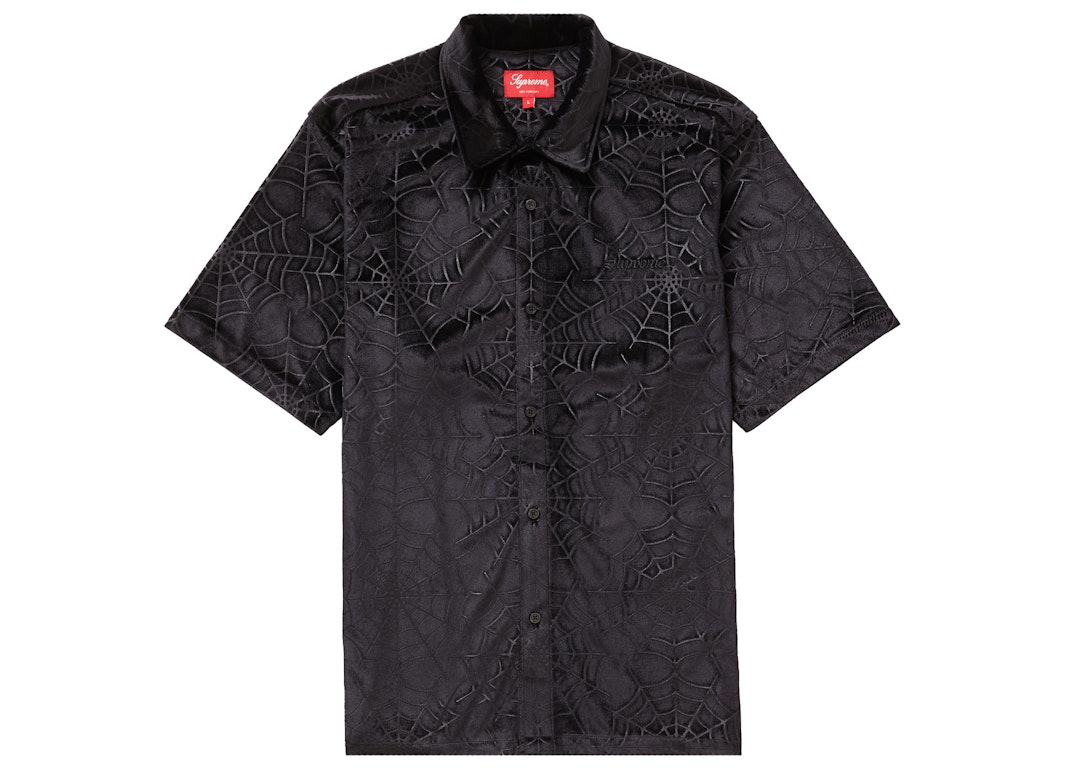 Pre-owned Supreme Spider Web Velvet S/s Shirt Black