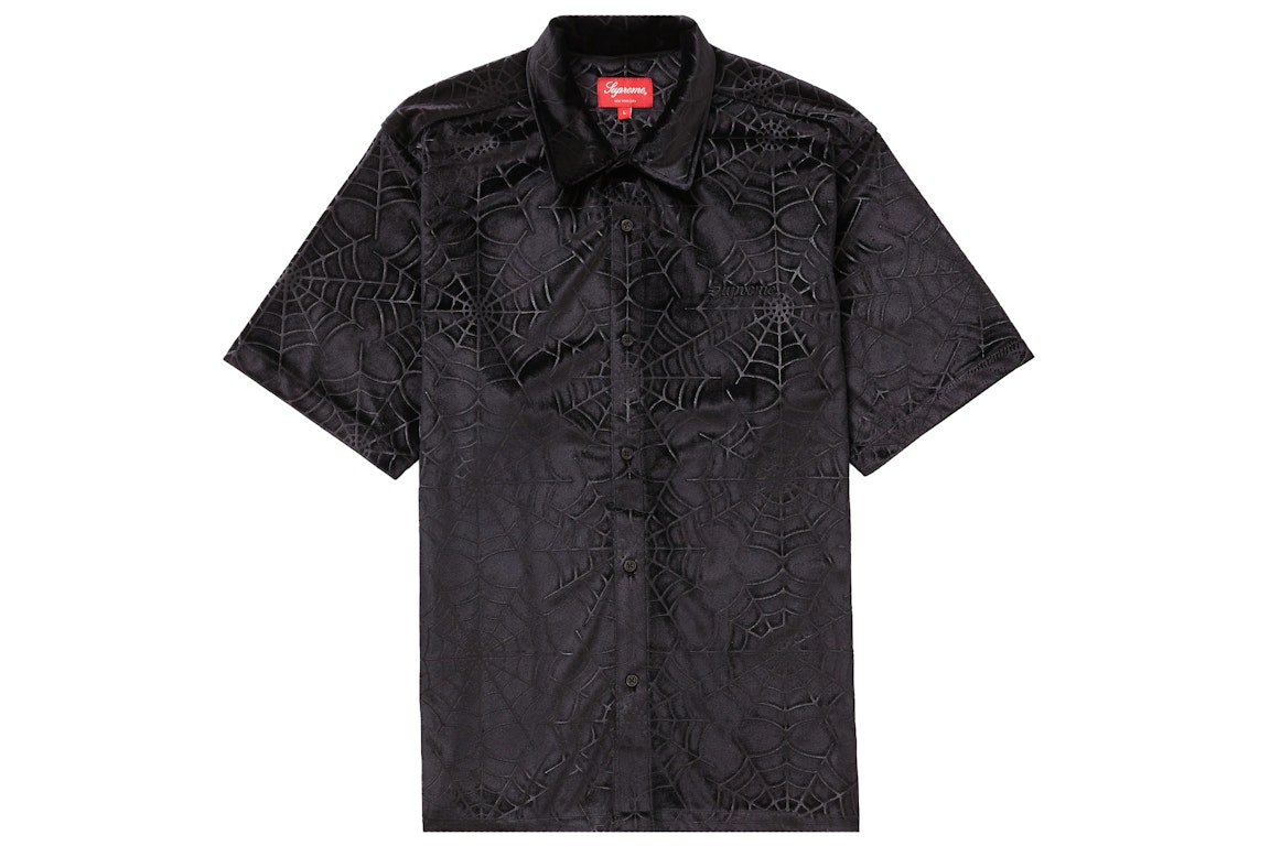 Pre-owned Supreme Spider Web Velvet S/s Shirt Black