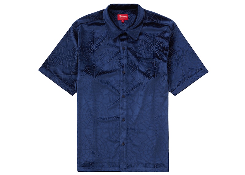 Supreme Spider Web Velvet S/S Shirt Black Men's - FW21 - US