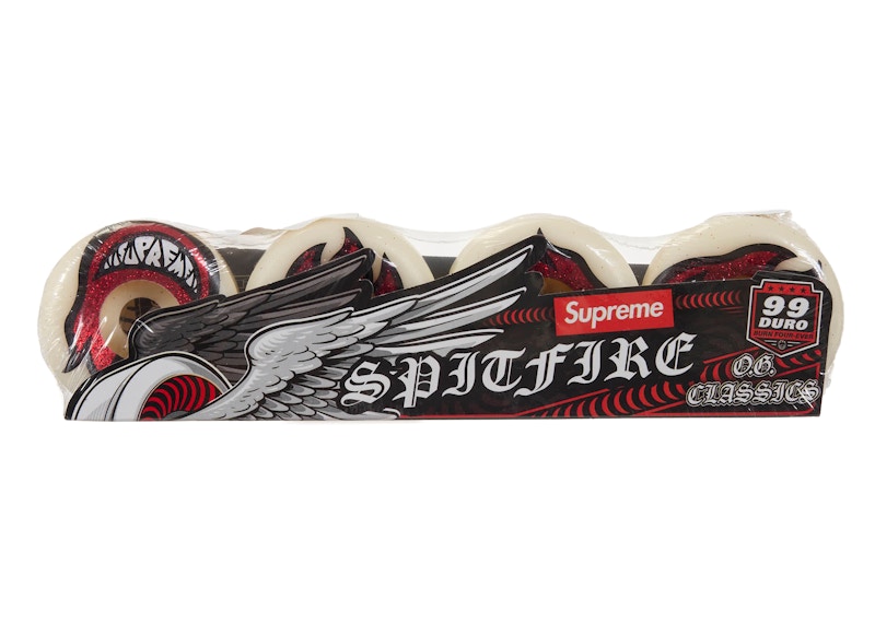 Supreme Spitfire Rhinestone Formula Four Skateboard Wheels (Set of 4) White