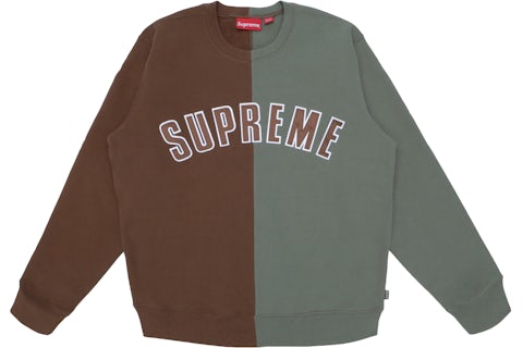Supreme Split Crewneck Sweatshirt Brown Men's FW18 US