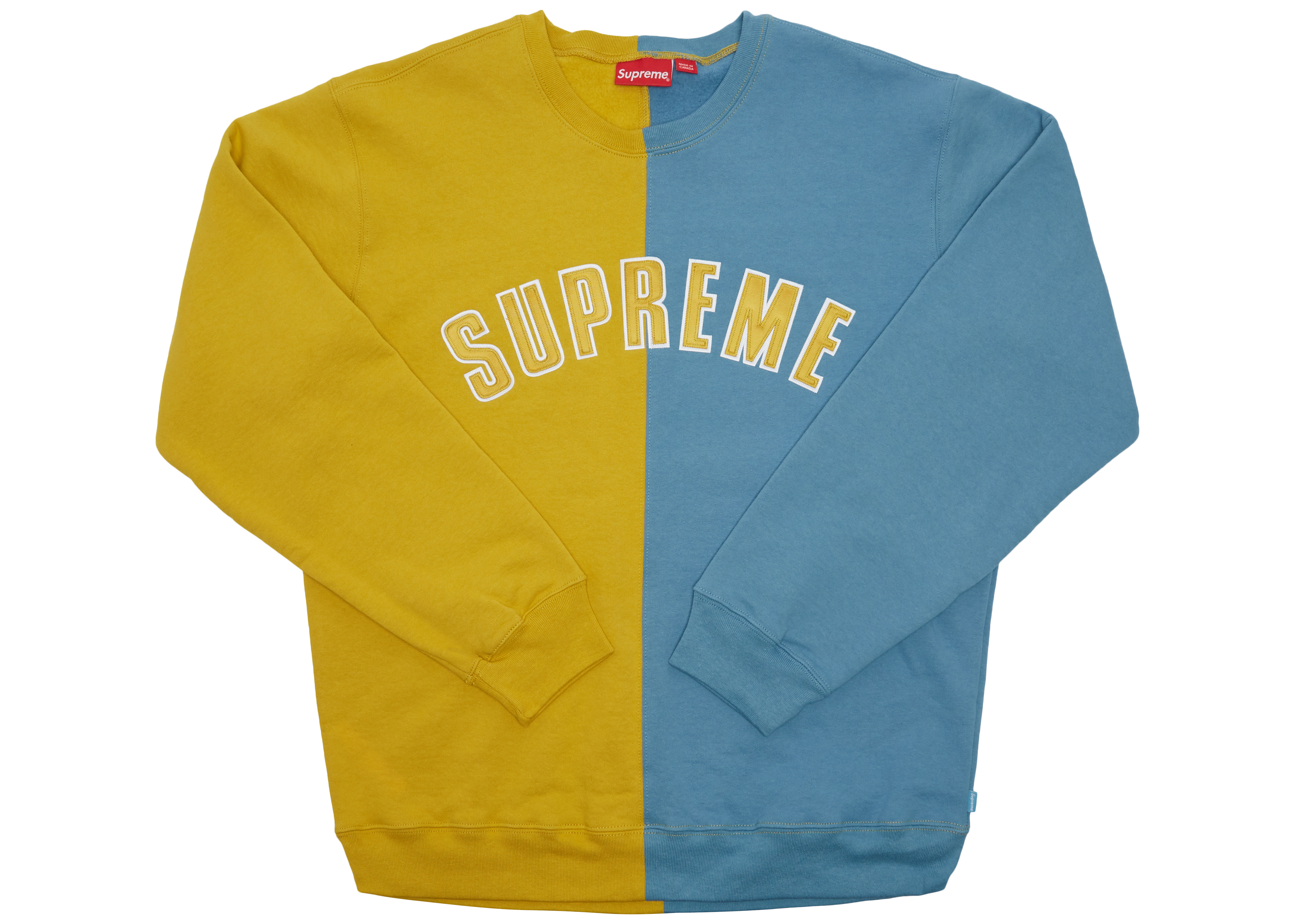 Supreme Split Crewneck Sweatshirt Mustard - FW18 - US