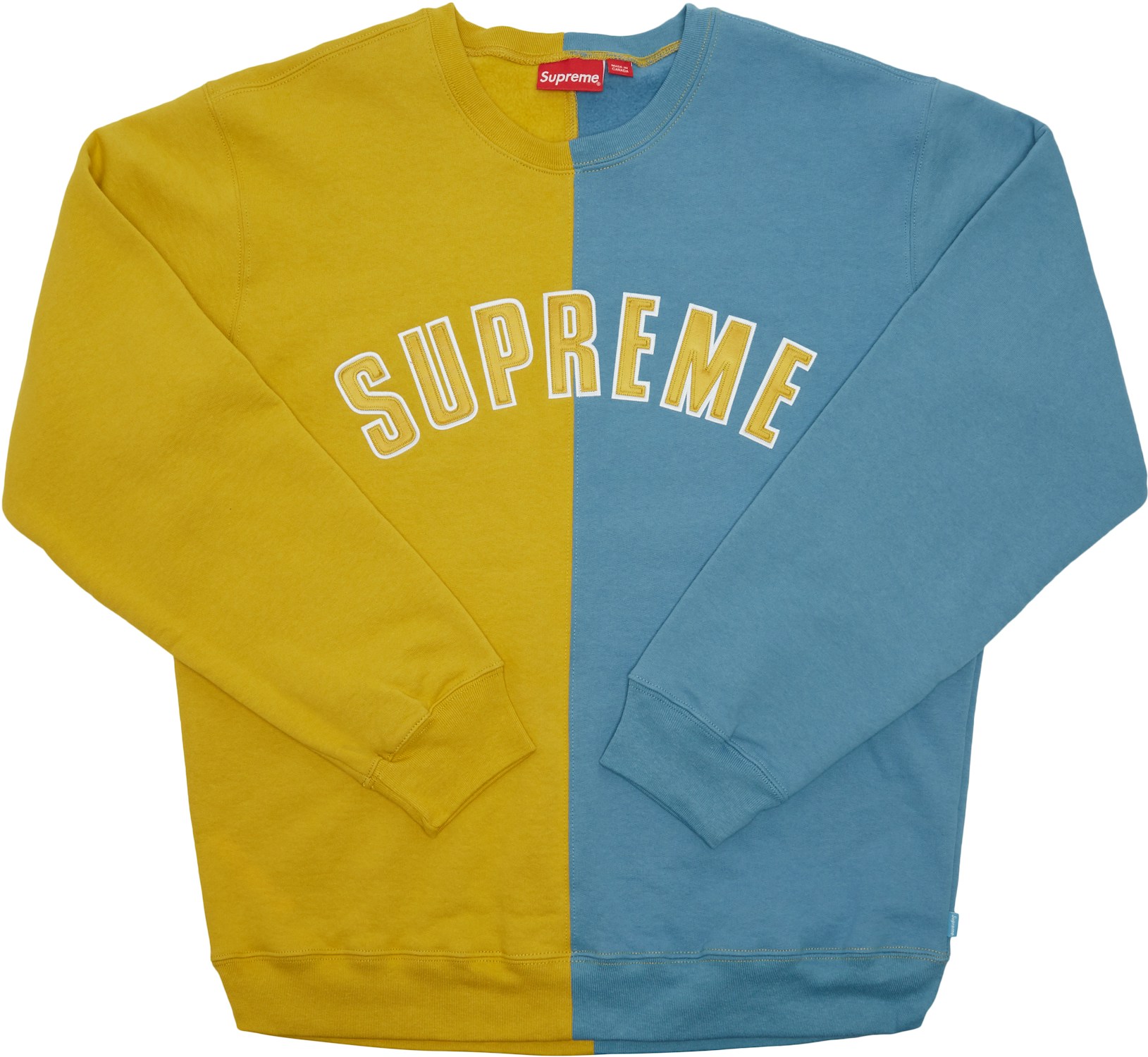 Supreme Split Crewneck Sweatshirt Mustard - FW18