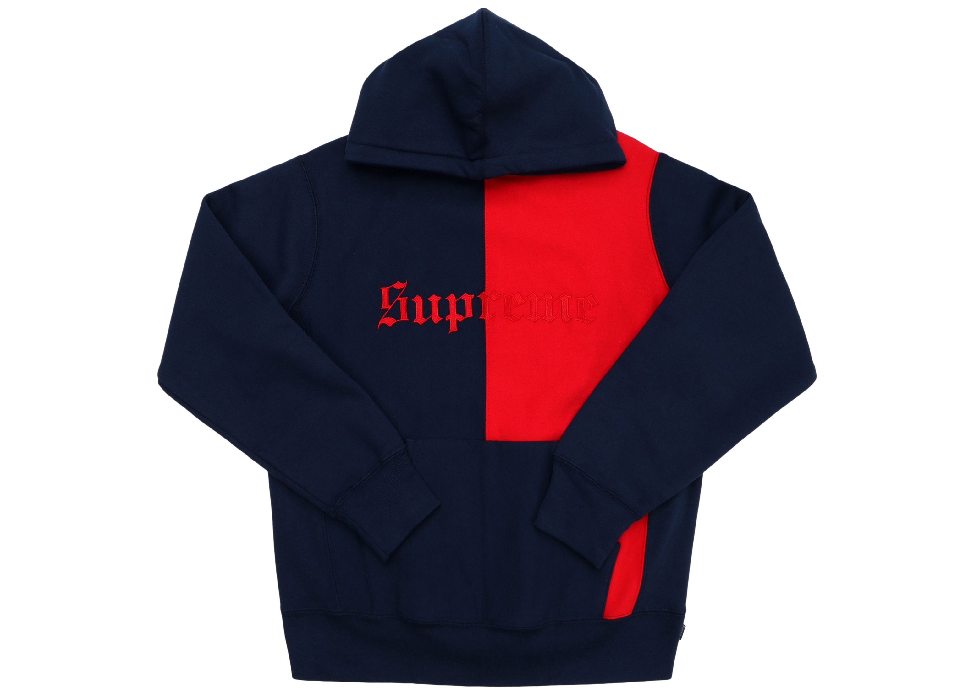 Supreme Split Old English Hooded Sweatshirt Navy メンズ - FW17 - JP