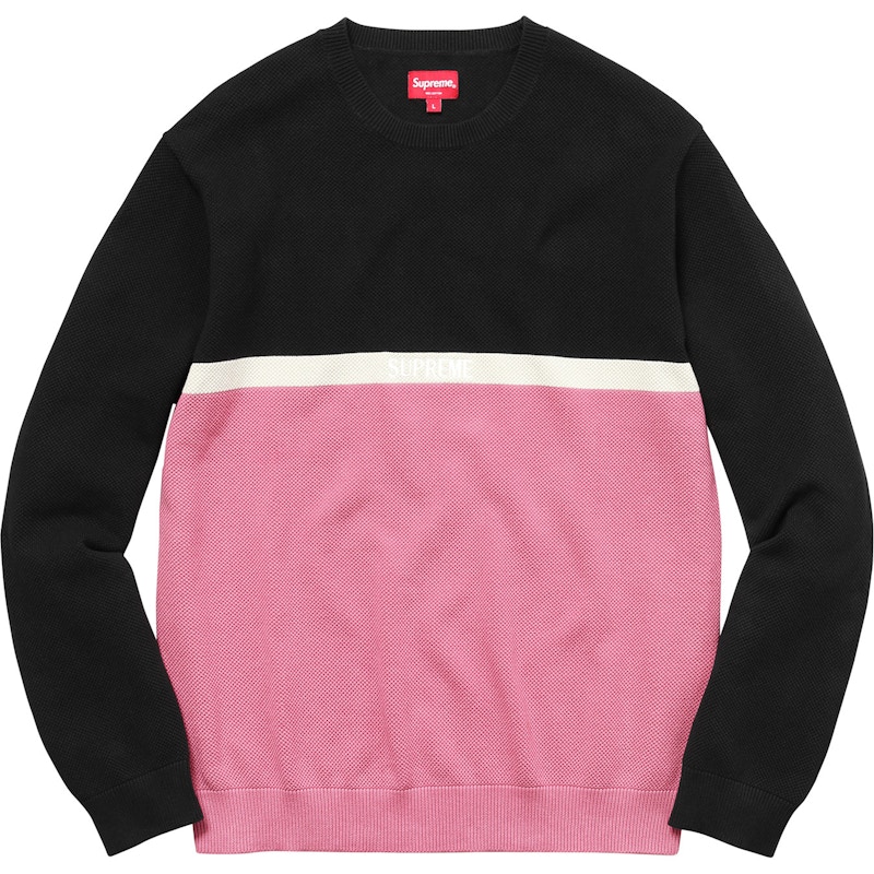 Supreme Split Pique Crewneck Pink - FW17 Hombre - US