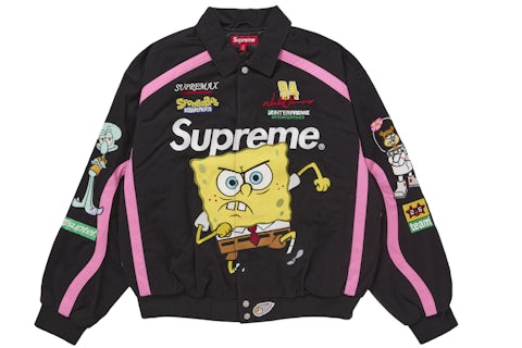 Supreme SpongeBob SquarePants Jeff Hamilton Racing Jacket Black