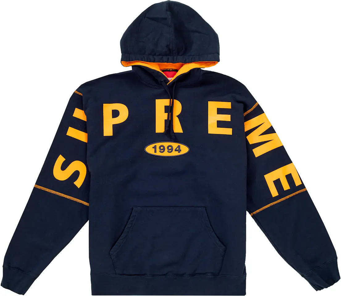 Supreme Spread Logo Hooded Sweatshirt Navy - FW19 Hombre - MX